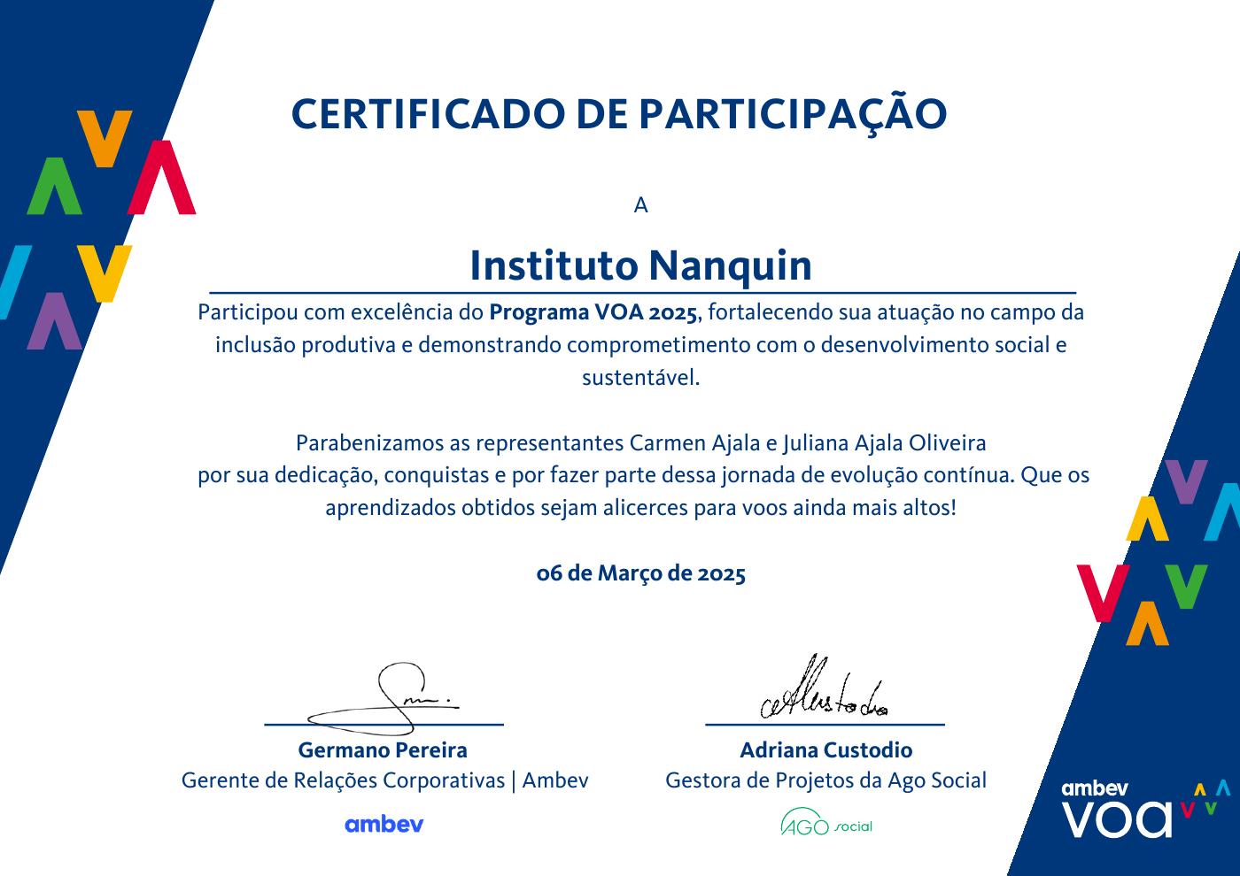 Certificado Programa VOA 2025