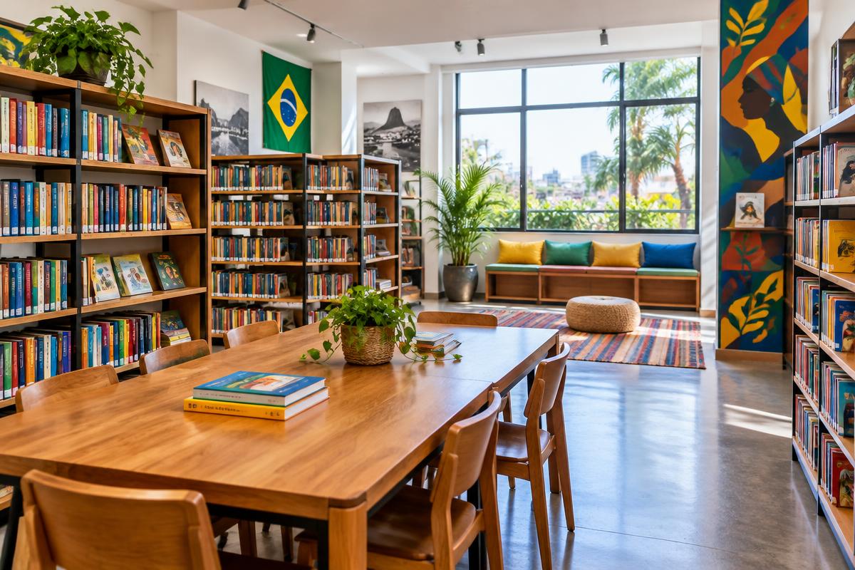 Biblioteca e espaço de leitura — imagem ilustrativa